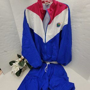 Vintage Whang 2pc Track Suit Tracksuit Nylon Windbreacker Bold Colors Zip XL Y2K